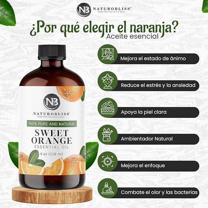 NaturoBliss Aceite Esencial de Naranja Dulce Puro 4 fl oz miniatura 3