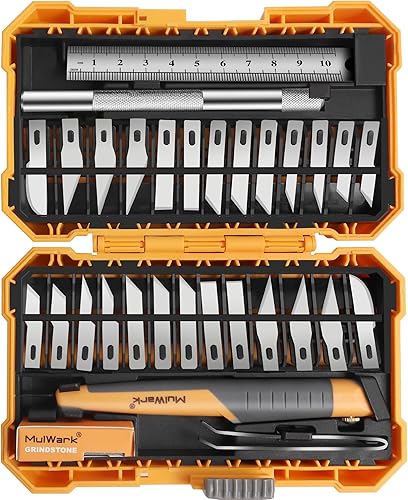 Miniatura 10 de MulWark Exacto Juego de cuchillos Kit de cuchillos para manualidades Kit de 16 piezas de precisión para manualidades con cuchillos afilados