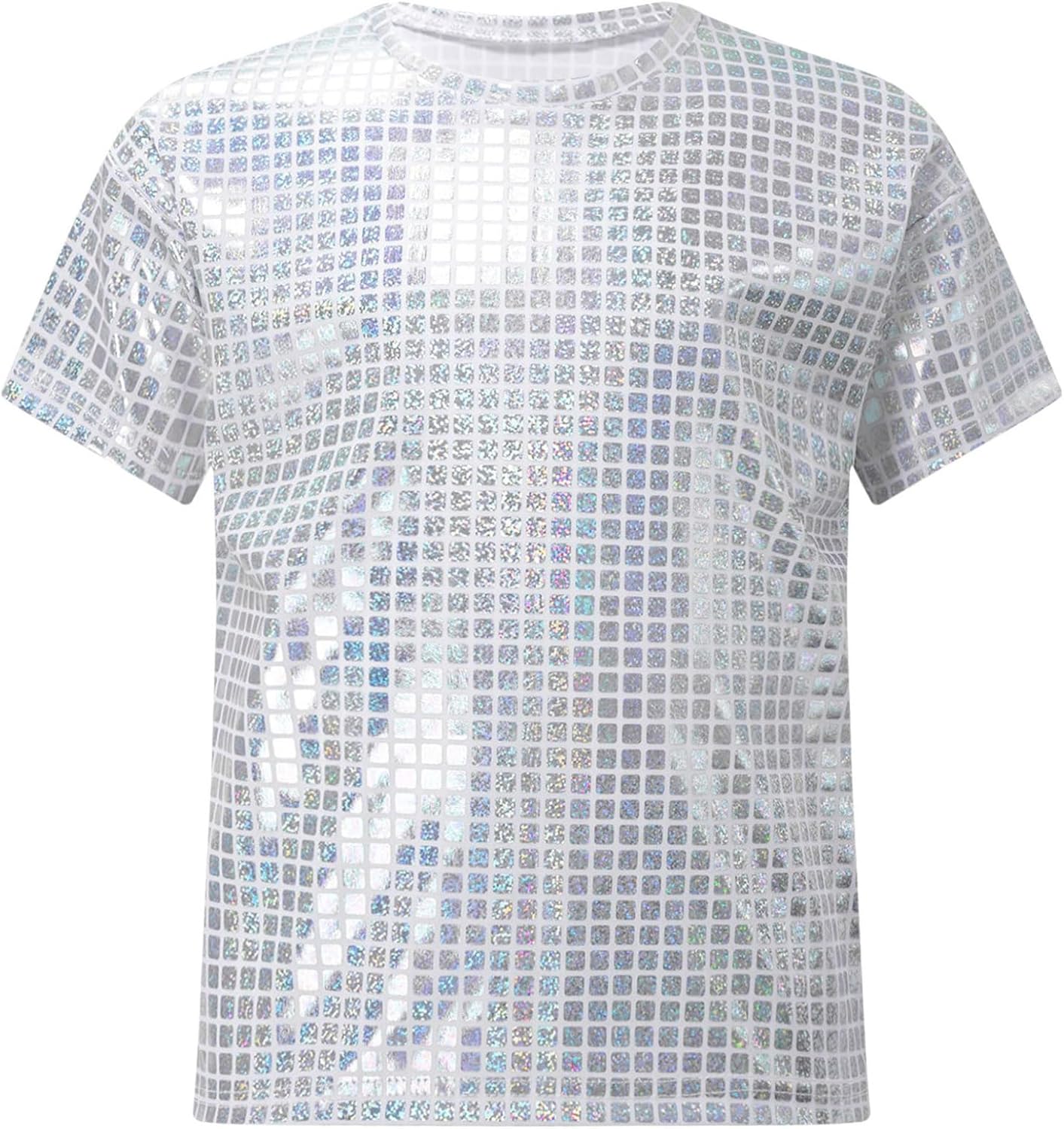 Oyolan Metallic T-shirt voor kinderen, meisjes, top, korte
