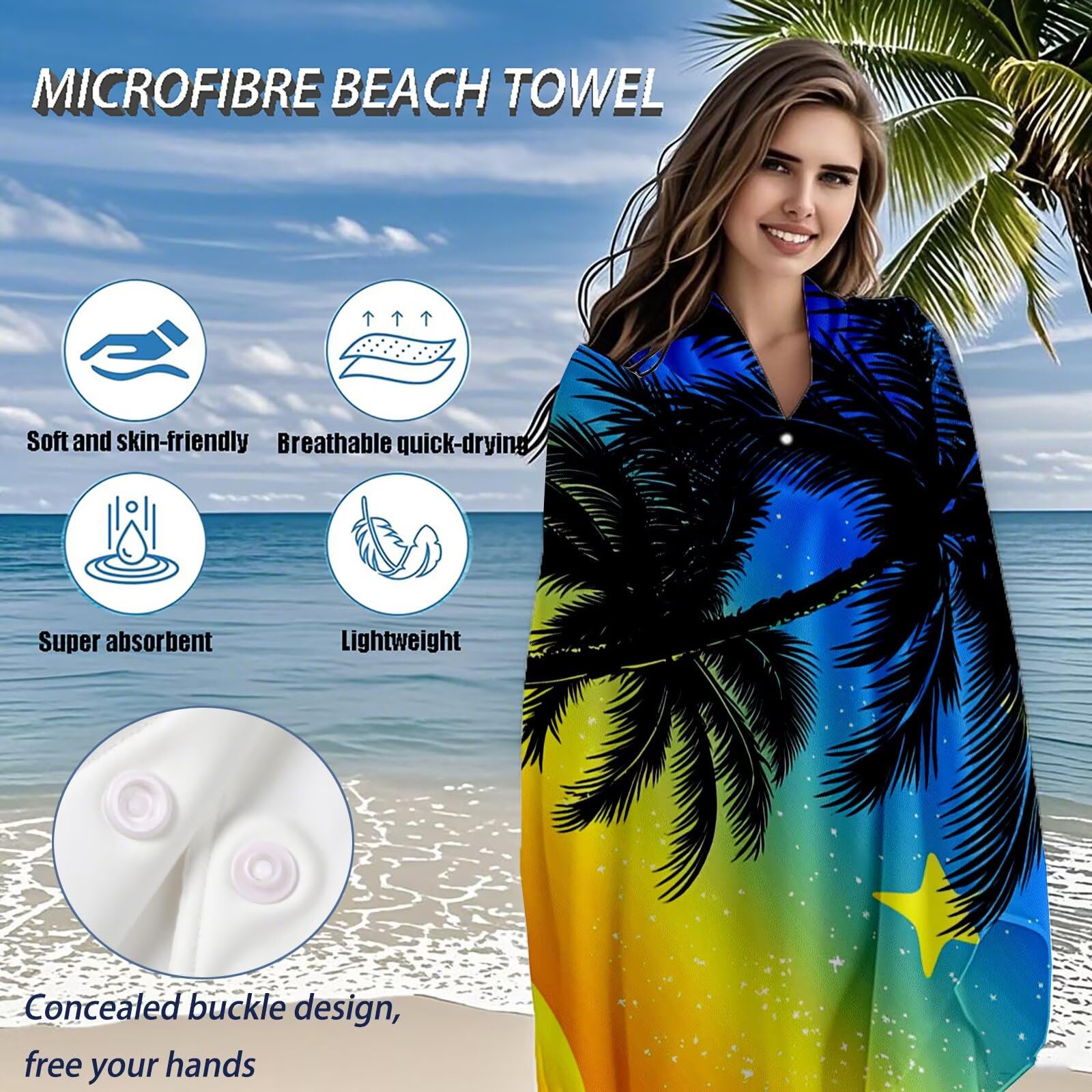 Toallas de Playa Microfibra Paisaje Toalla Playa Grande 180x90cm Mujer Hombre Secado Rápido Absorbente Toallas Gimnasio Suave Sin Arena Ligera Toalla Microfibra para Piscina Viajes Camping Q-738