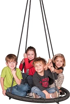M & M Sales Enterprises MM00124Web Riderz Outdoor Swing N Spin- Safety Rated to 600 lb, 39 inch Diameter, Adjustable Hanging Ropes, Ready to Hang and Enjoy as a Family, Black