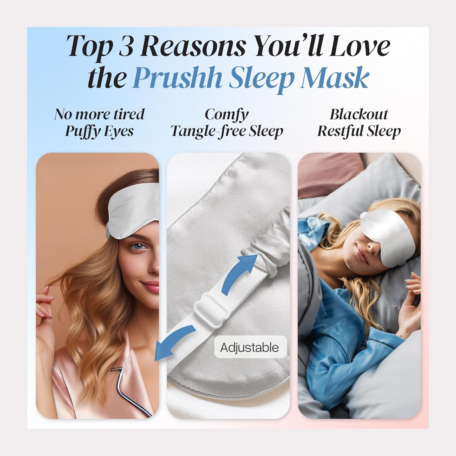 Silkスリープマスク - 贅沢な100%ピュアマルベリーシルクアイマスク 安らかな睡眠と旅行に 低刺激性 冷却 完全遮光 男女兼用