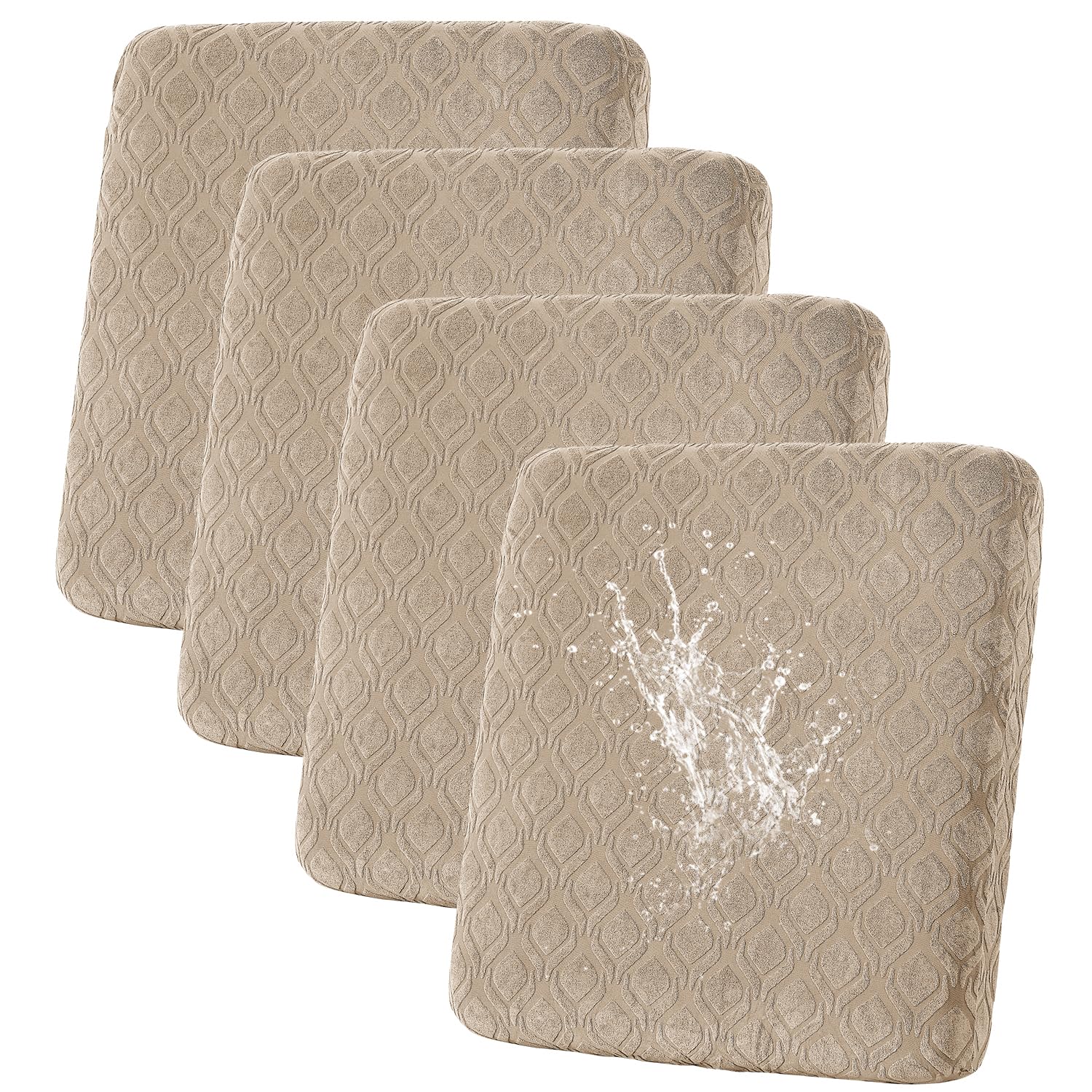 SHANNA Sofa Seat Cushion Slipcovers: 4Pcs Modern Jacquard Couch Cushion Cover Waterproof Patio Cushions Latest Couch Cushion Slipcovers,for Sofa Pets (Khaki) โ image 1