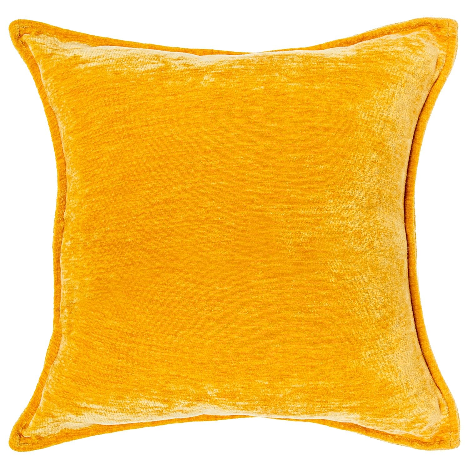 Coussin en velours polyester jaune DRW aux finitions haut de gamme