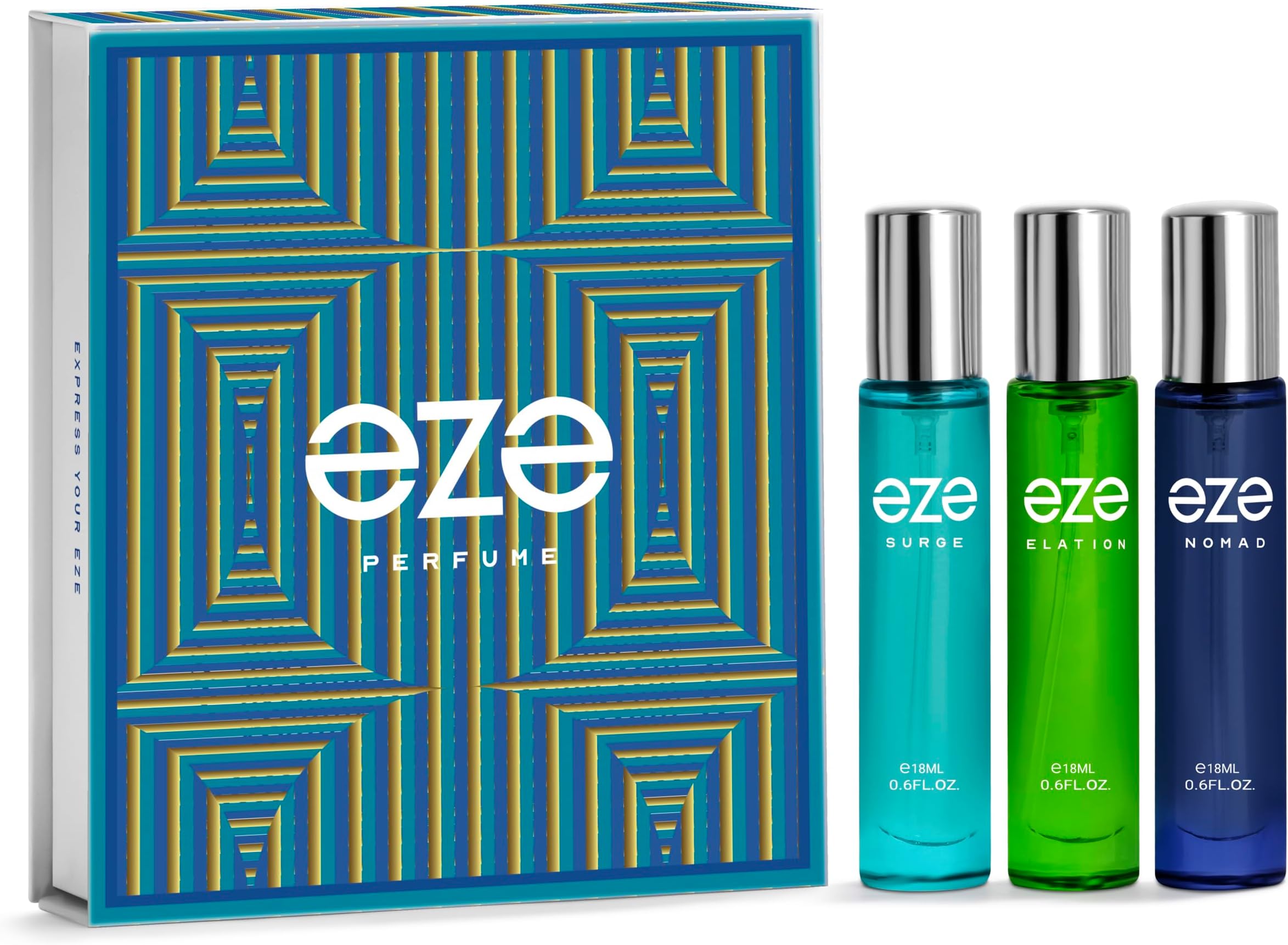 EZE Perfume Gift Set For Men, Pack of 3 (18ml Each) | Luxury Masculine Scent Gift Hamper Long Lasting Fragrance | Best Perfumes for Him | Premium Scents Perfect for Gifting