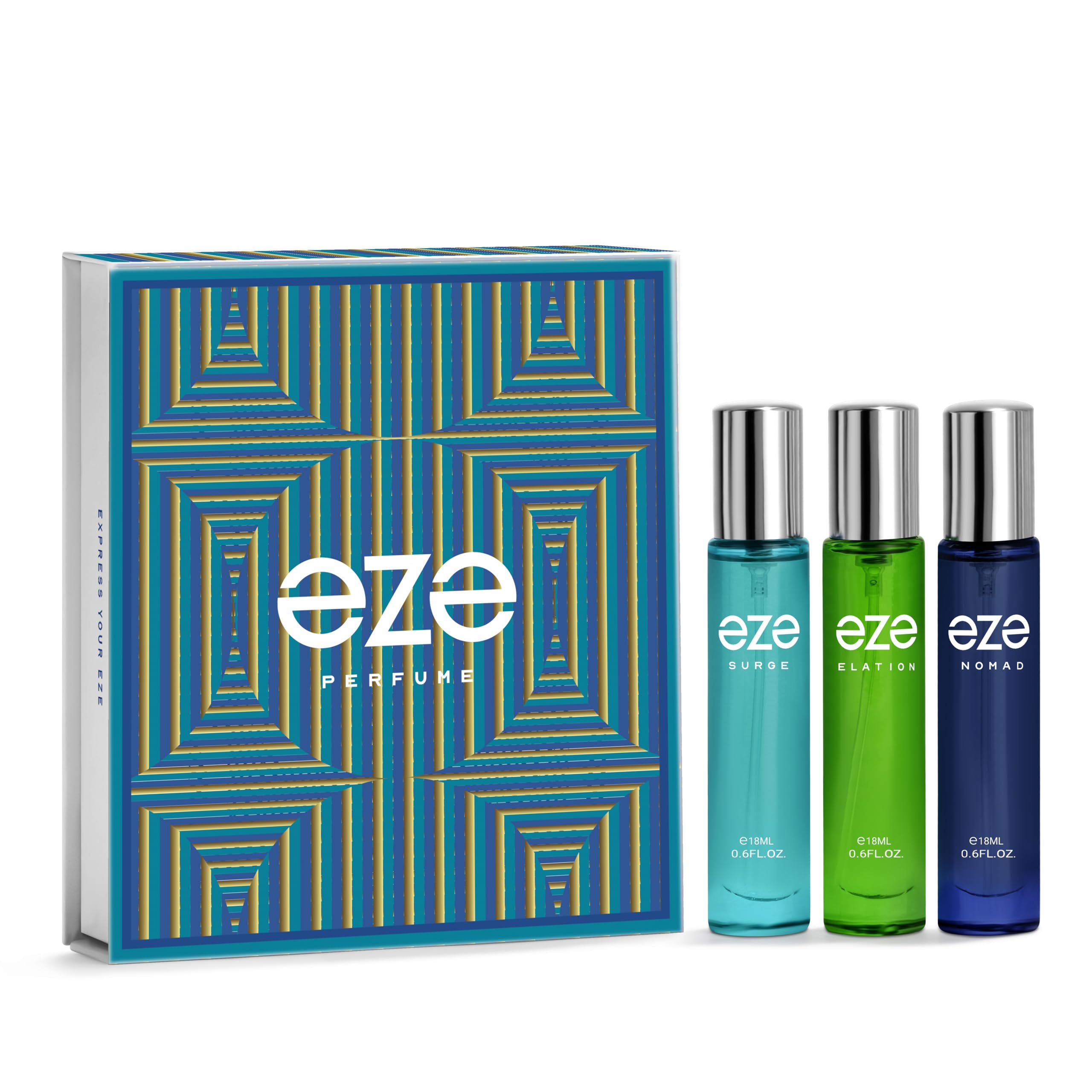 EZE Perfume Gift Set For Men, Pack of 3 (18ml Each) | Luxury Masculine Scent Gift Hamper Long Lasting Fragrance | Best Perfumes for Him | Premium Scents Perfect for Gifting