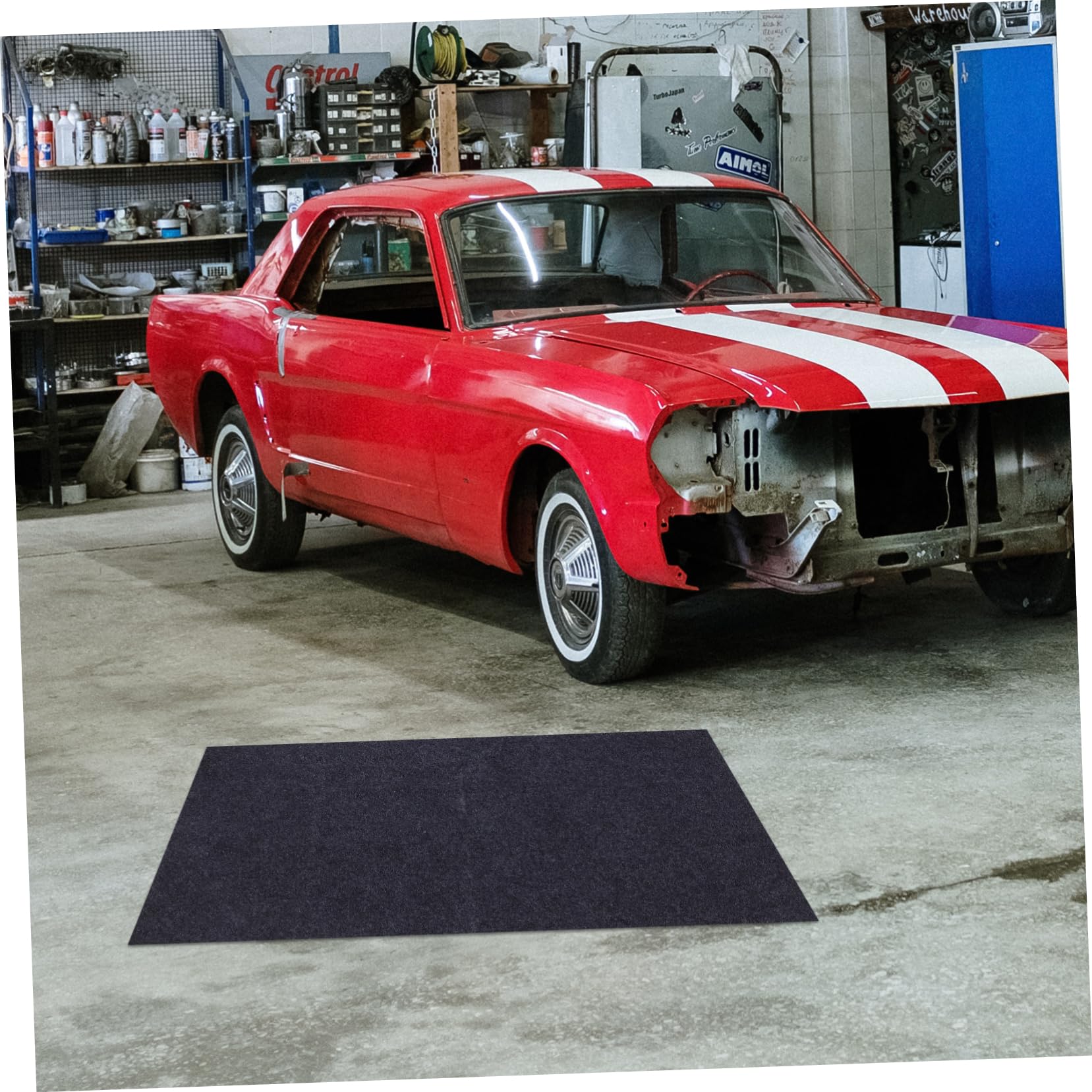 Vaguelly Ölauffangmatte für Garage Rückseite 91,5x122cm Filzbasierte Boden Schutzmatte für Werkstatt und Autopflege