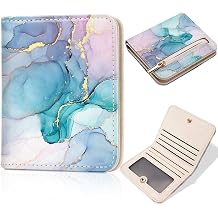Toughergun Crystal Marble RFID Small Wallet Women, Slim Thin Vegan Leather Bifold Wallet with Zipper Coin Pocket & ID Window, Cute Mini Travel Credit Card Holder Gift for Women Ladies Teen Girls