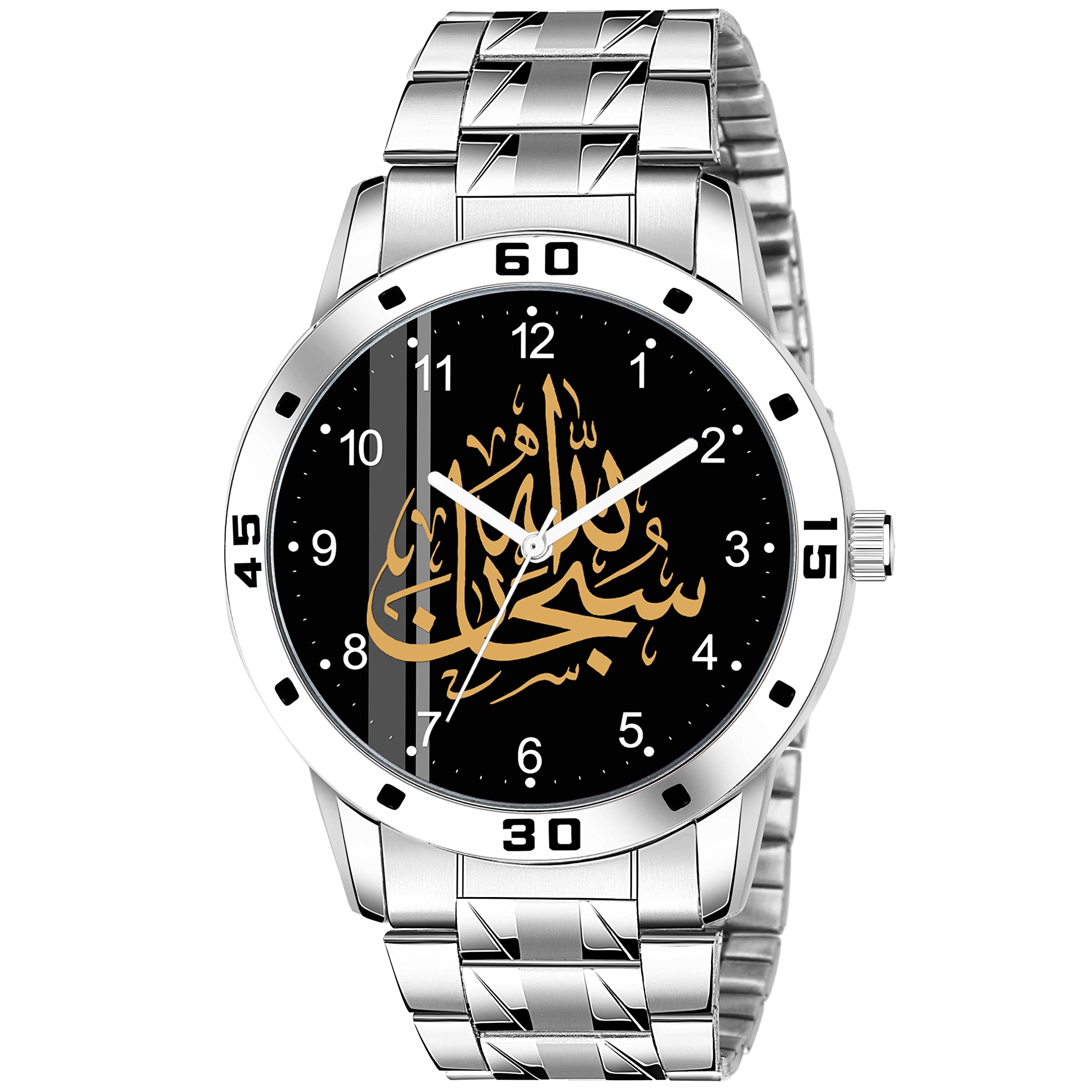 Risentshop Analogue Islamic Subhan Allah Design Round Numeric Dial Latest Fashion Attractive Black Leather Strap Stylish Wrist Watch for Men and Boys, Pack of 1 - NUMAVOSLSTL (B0C6KPC4Z1) Amazon Price History, Amazon Price Tracker