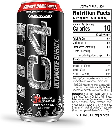 Miniatura 6 de Cellucor C4 Ultimate - Bebida energética sin azúcar preentrenamiento  Experiencia Tri-Stim con 300 mg de cafeína + TeaCrine + Dinamina  Cherry Bomb