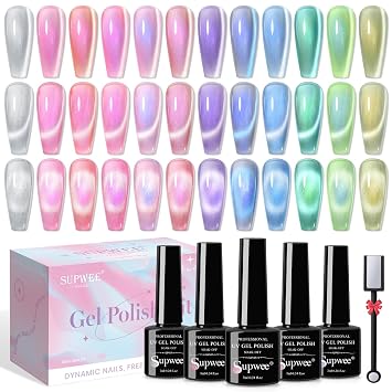 Pearl Mermaid Gel Nail Polish 12 Colors Magnetic Cat Eye