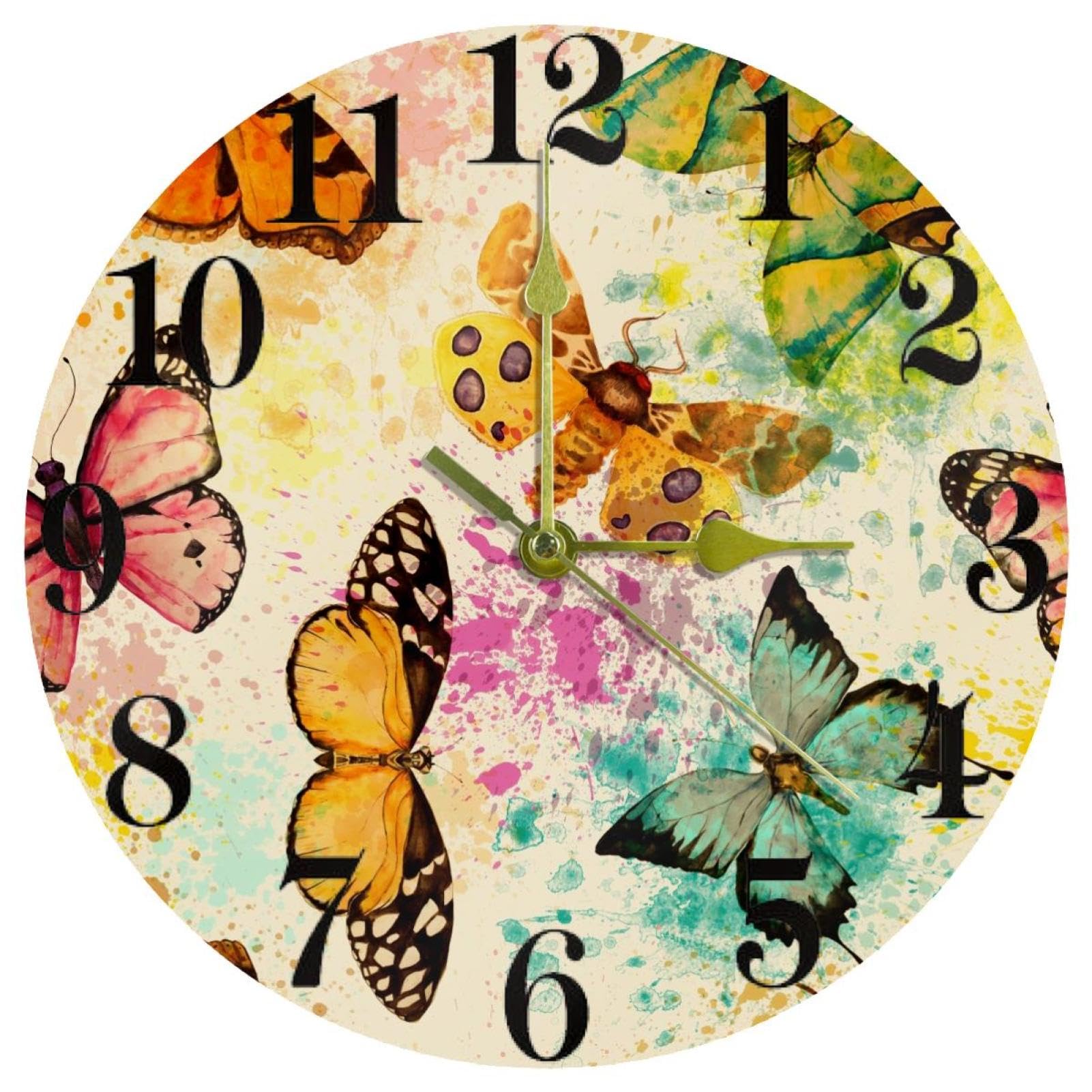 Horloge murale pour maison et cuisine ronde style vintage à pile décoration murale