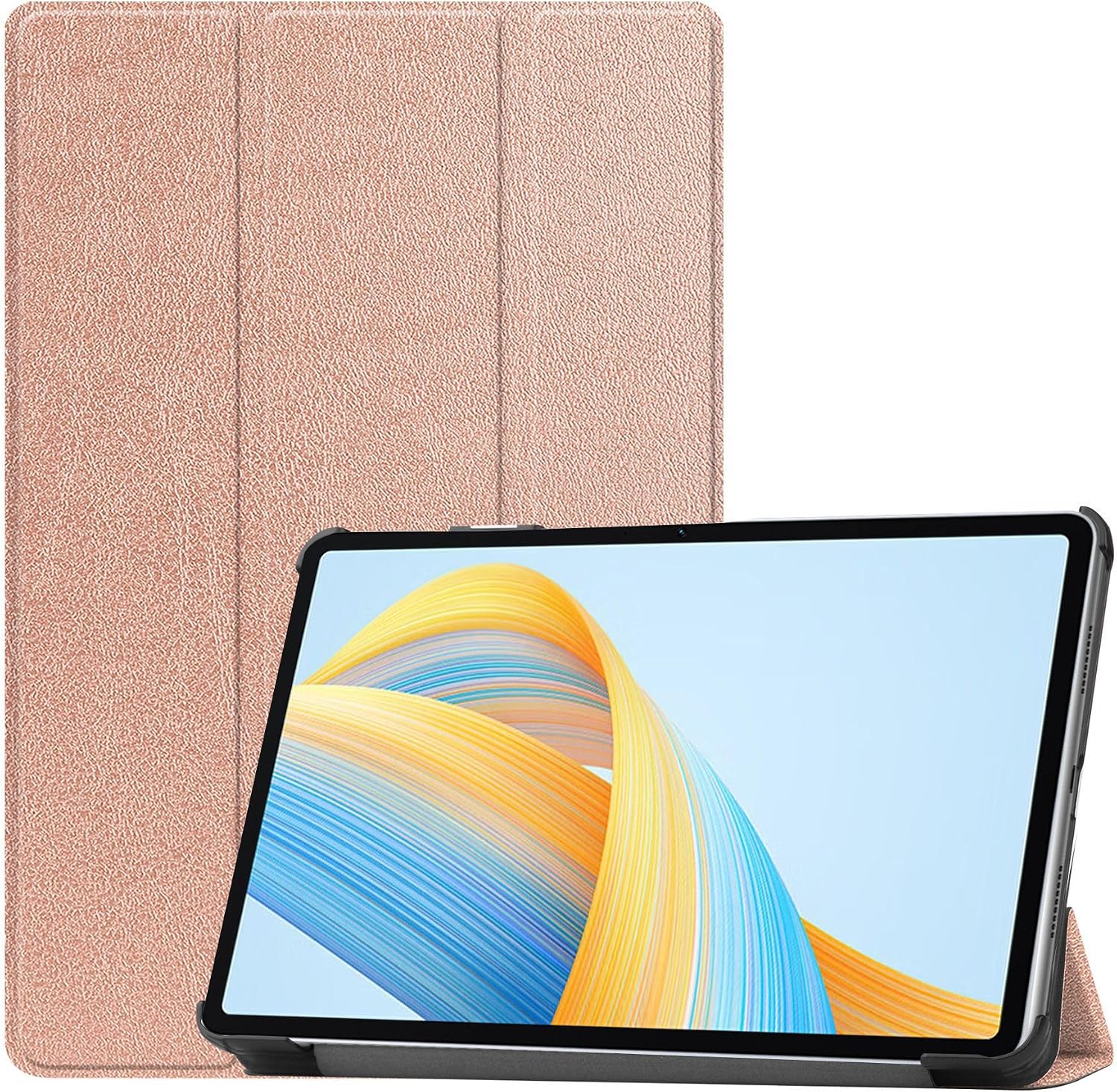 Compatible with Honor V8 11 inch 2023 Tablet case, Full Coverage Ultra Slim Leather Cover Case with Folding Stand Cover Rugged with Auto Sleep/Wake (Rose Gold)