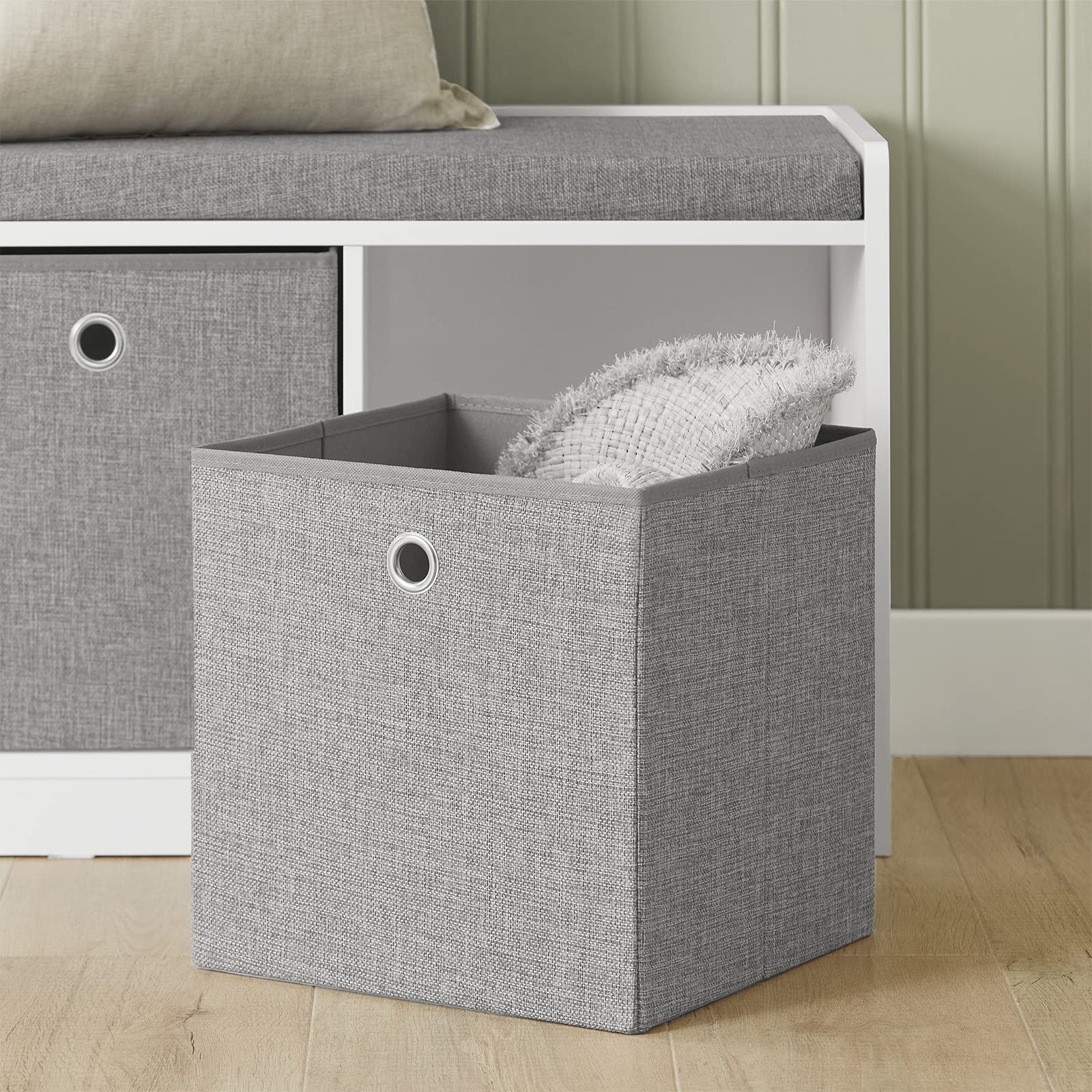 SoBuy Panca scarpiera Cassapanca da Interno Mobile Bagno con 3 cesti Bianco e grigio L102*P32*A45cm FSR65-DG