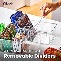 Vista 3 de Oizeir Clear Pantry Organizer Bins 8-Pack - Fridge Organizer with 3 Removable Dividers, Ideal for Kitchen, Pantry, Refrigerator, Freezer, and Snack
