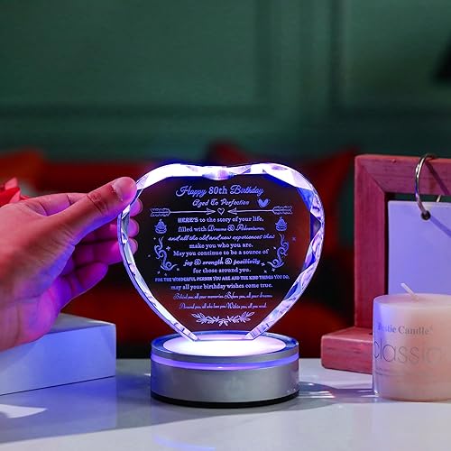 Miniatura 2 de Regalos de 80 cumpleaños para mujeres y hombres  Regalos personalizados de corazón de cristal 1945, regalo de cumpleaños de 80 años para ella y él