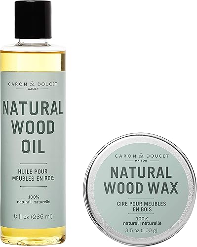 Caron & Doucet - Paquete de aceite acondicionador de madera natural y cera - Aceite de acondicionamiento y pulido de madera 100% a base de plantas -