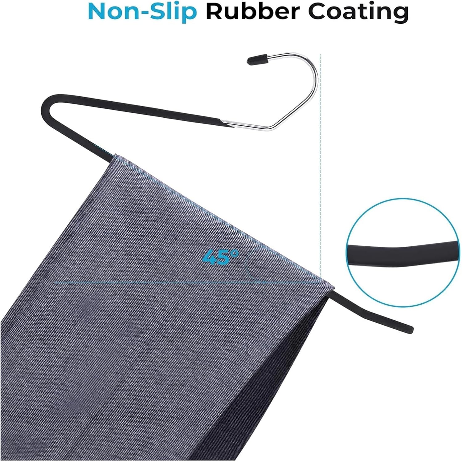 滑り止めパンツハンガー 10本パック オープンエンド 簡単にスライドするスラックス用 耐久性 防錆 省スペース