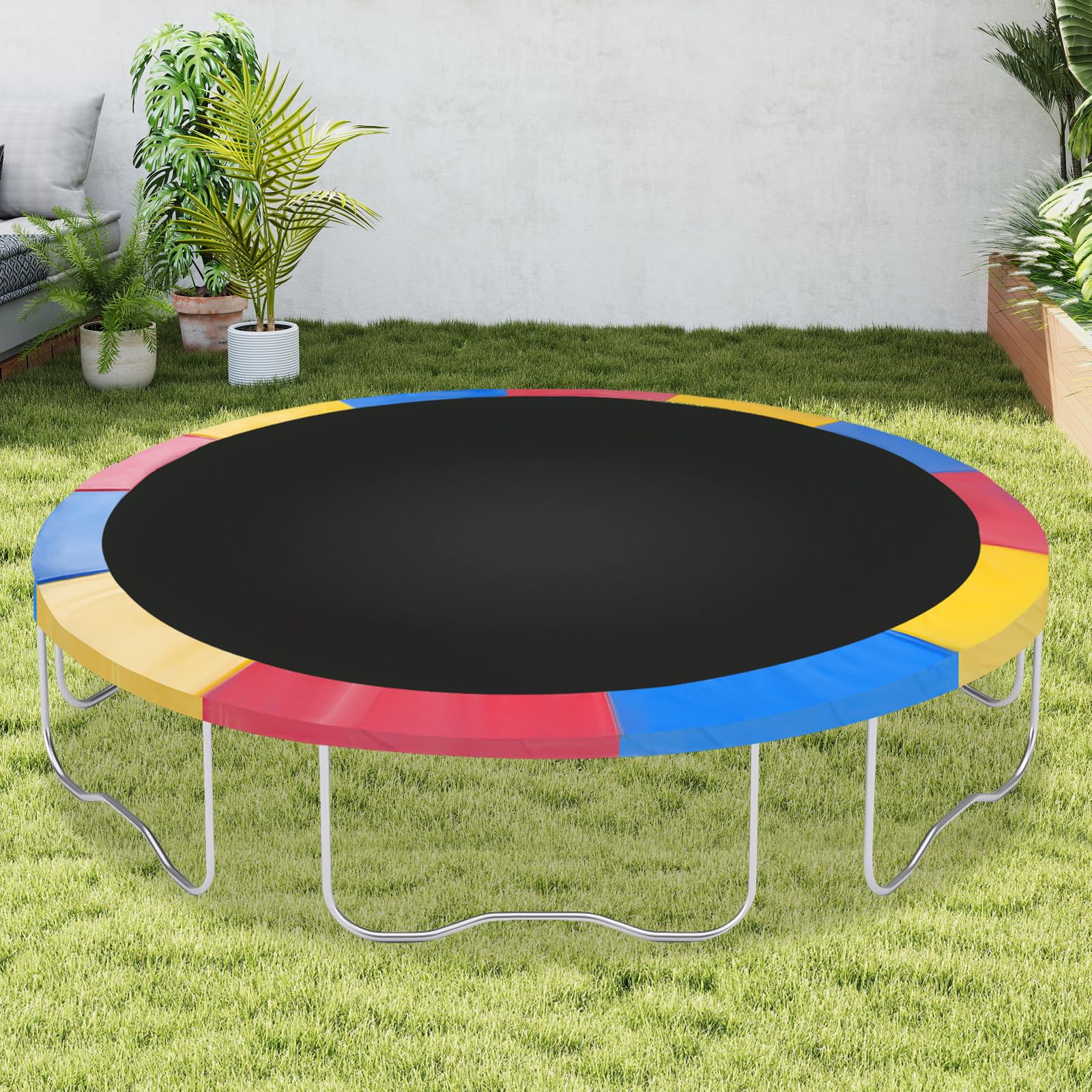 Kreiaoer Trampoline Pad, 8FT 10FT 12FT 14FT 16FT Universal Trampoline Replacement Safety Pad with 10mm Thick Foam Padding, Thick Waterproof Trampoline Spring Cover (Colorful, 16 Ft)