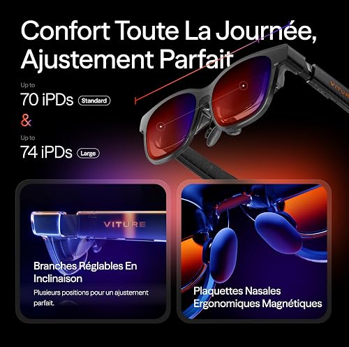 VITURE Luma Pro AR/XR Glasses — 152” 1200p Ultra Sharp Display, 1000 Nits, 52° FOV, Dimming Adjustments, for iPhone 17/16/15, Android, Mac, PC, Steam Deck, XR Experience for Switch 2-Regular - 5