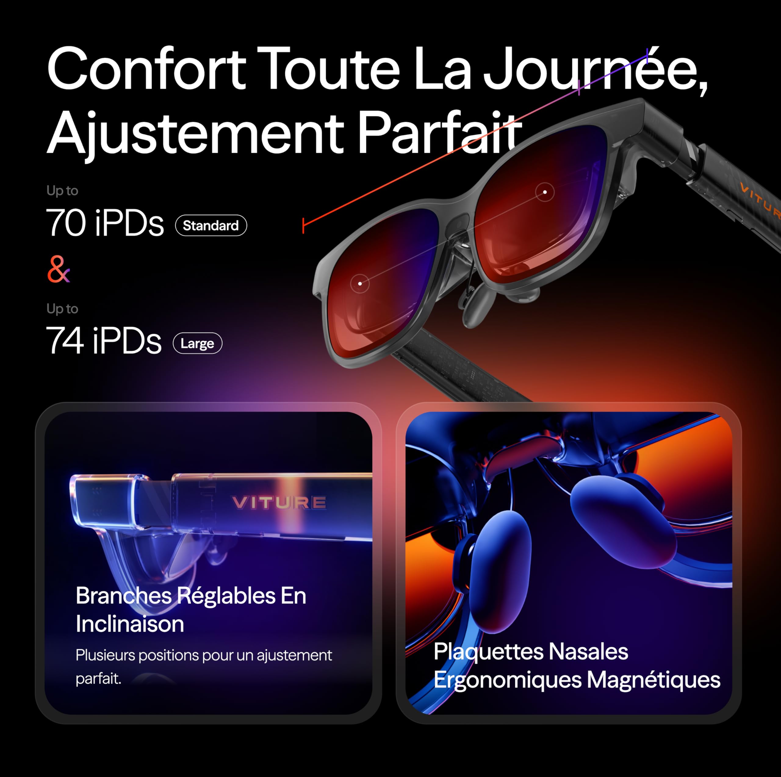 VITURE Lunettes XR Luma Pro — Écran Ultra Net de 152” en 1200p 120Hz, FOV 52°, Film Électrochrome, Harman Audio, Compatibles avec iPhone 17/16/15, Android, Mac, PC, Steam Deck, Switch 2 – Standard