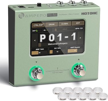 HOTONE Multi Effects Process Pedal Guitar Bass Amp Modeling IR Cabinets Simulation Multi LanguageStereo OTG USB Audio Interface Ampero Mini MP-50 Include 10 PCS