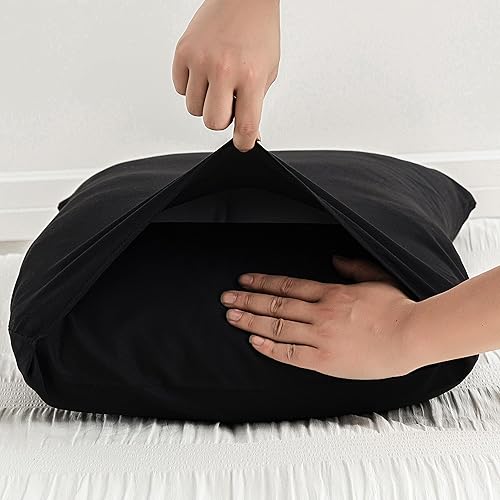 Miniatura 7 de NiNi ALL Bedding Queen - Juego de 4 fundas de almohada 100% microfibra cepillada, color beige, suaves y transpirables, para todas las estaciones,