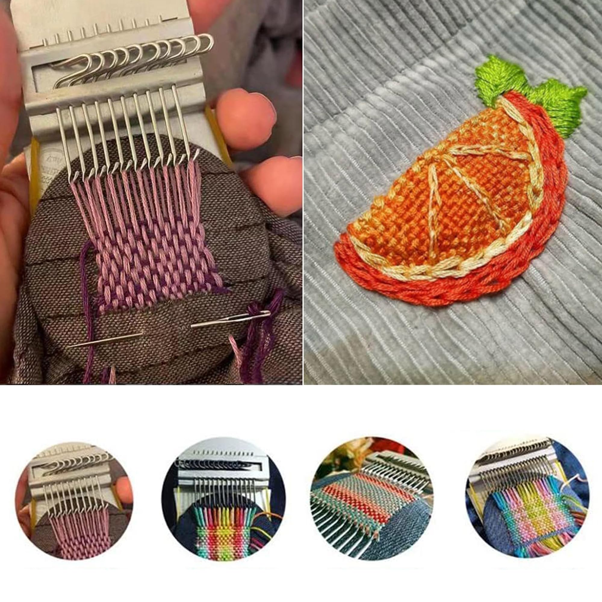 Mini Métier à Tisser Réparation – 14 Crochets – Pour Raccommoder Jeans, Chaussettes – Kit Bois Avec Aiguilles – Loisir Créatif