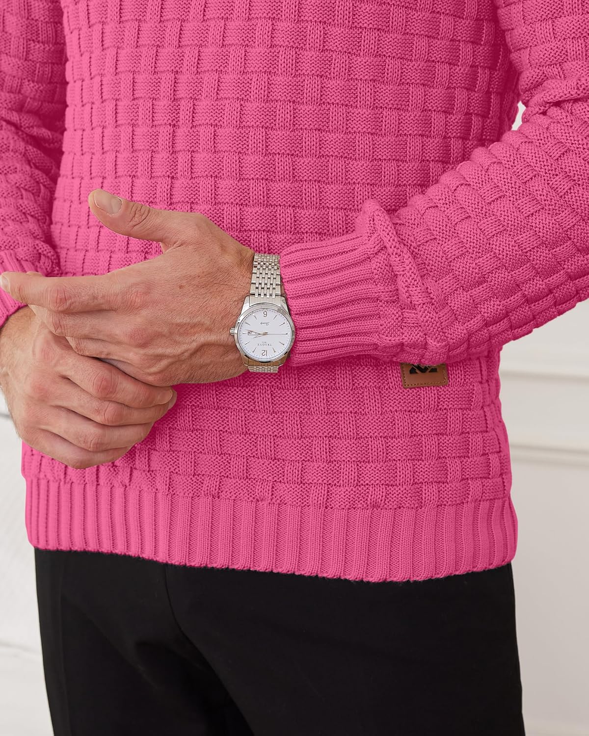 Zaitun Men's Turtleneck Sweater Shawl Collar Pullover Sweaters Regular Fit Knitted Tops - Image 3