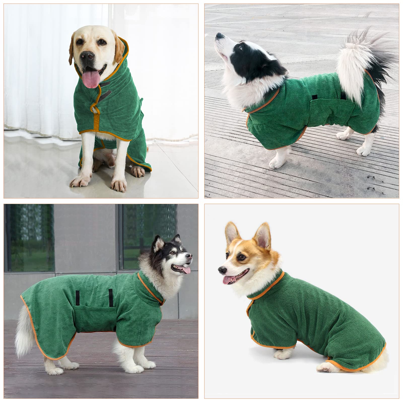 Lucky Paws® hondenbadjas - Luxe Dubbel-Laagse badjas voor honden - Droog Honden Binnen Enkele Minuten - Super Absorberende hondenhanddoek & Ultra Zachte honden badjas Alles-in-1 (M, Amber