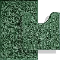 Vista 28 de BOANKODU Juegos de Alfombras de Baño de 2 Piezas, Alfombra de Baño de Chenilla Extra Suave Ultra Absorbente, Alfombra de Baño con Fondo
