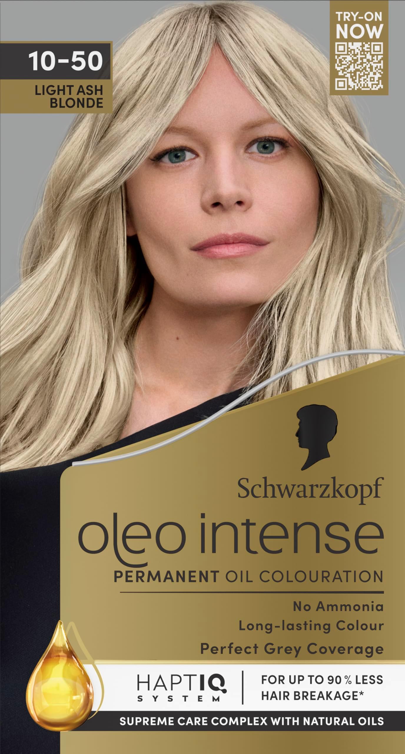 – Oleo Intense Permanent Oil Colour 10-50 Light Ash Blonde Hair Dye, Perfect Grey Coverage, Conditioner with HaptIQ System, Long-Lasting Colour, Ammonia Free Hair Dye
