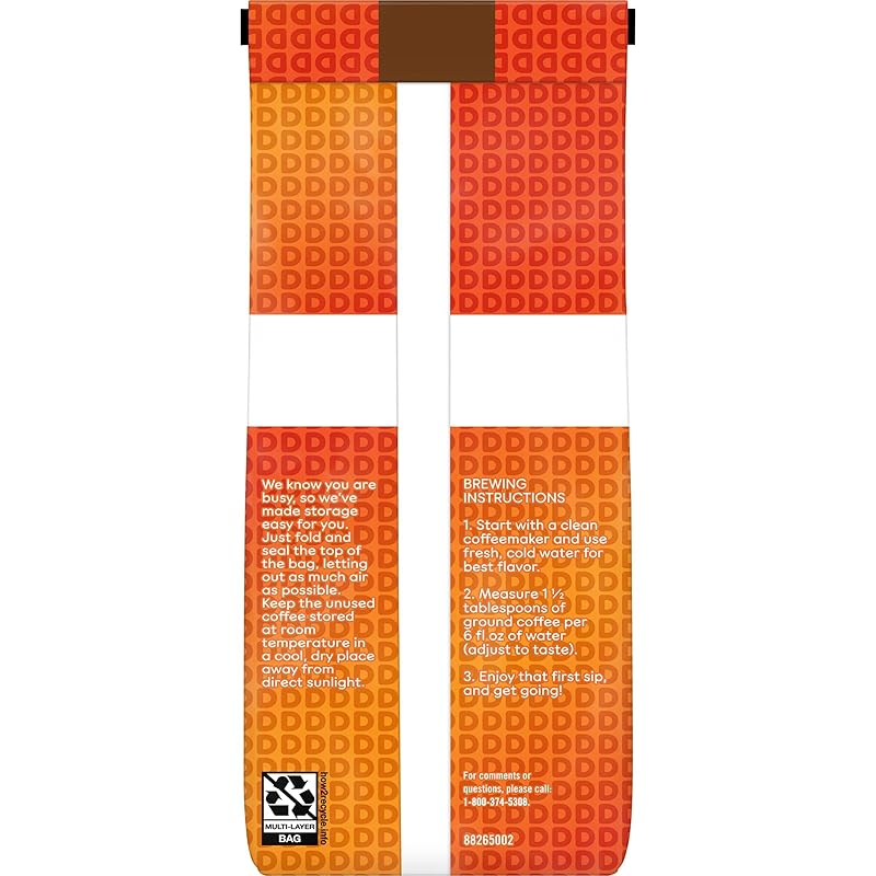 Dunkin' Original Blend Medium Roast Ground Coffee, 12 Ounce Original Blend 12 Ounce (Pack of 1)