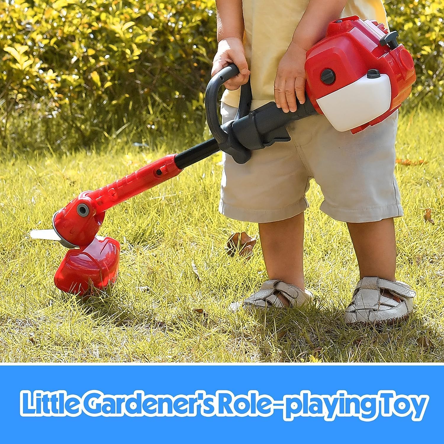 Extendable Lawn Mower Toy with Work Tools for Children with Lights and Sounds
