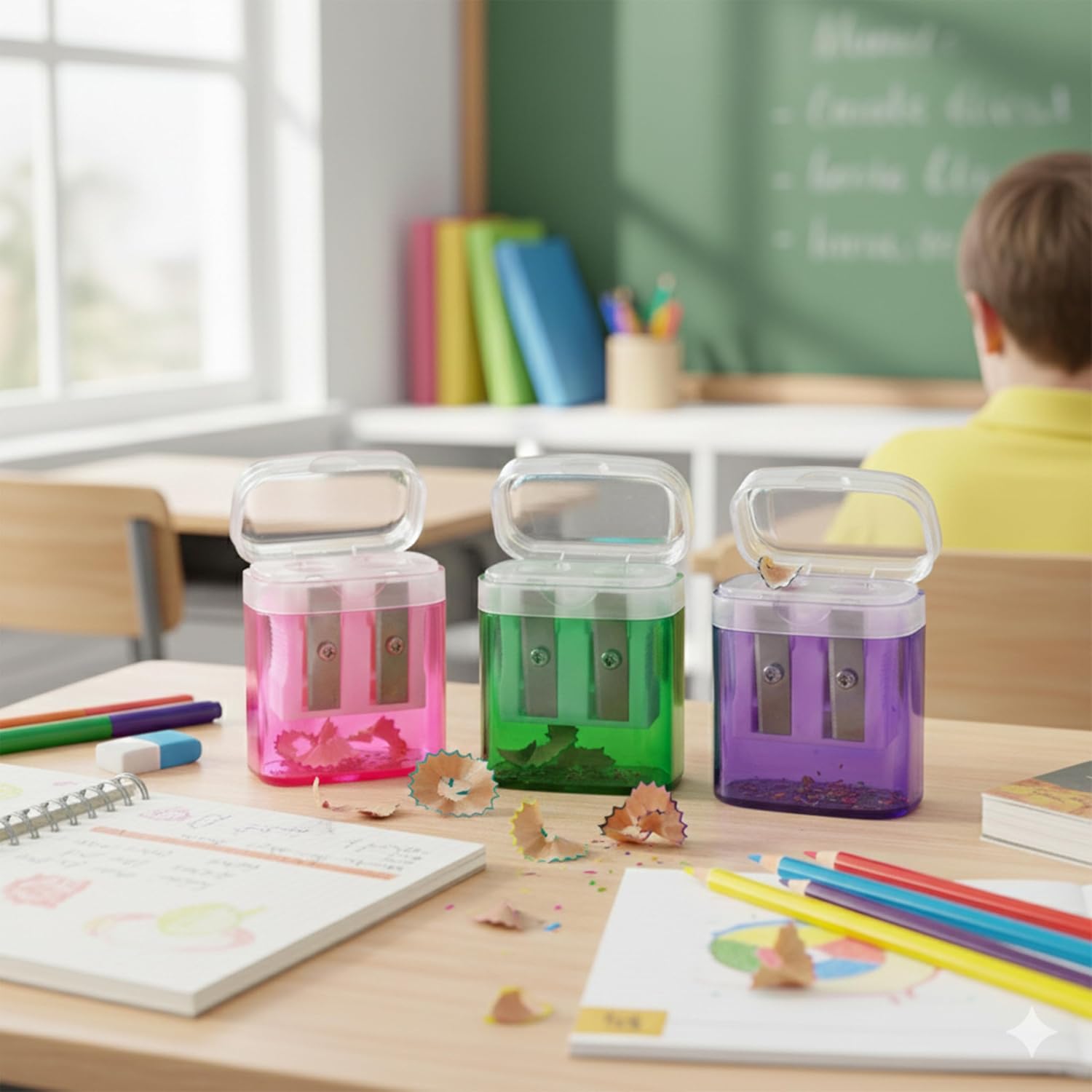 Pack of 120 Plastic Pencil Sharpeners Bulk, Bulk Pencil Sharpeners Pack with Lid, Perfect for School, Office, and Home