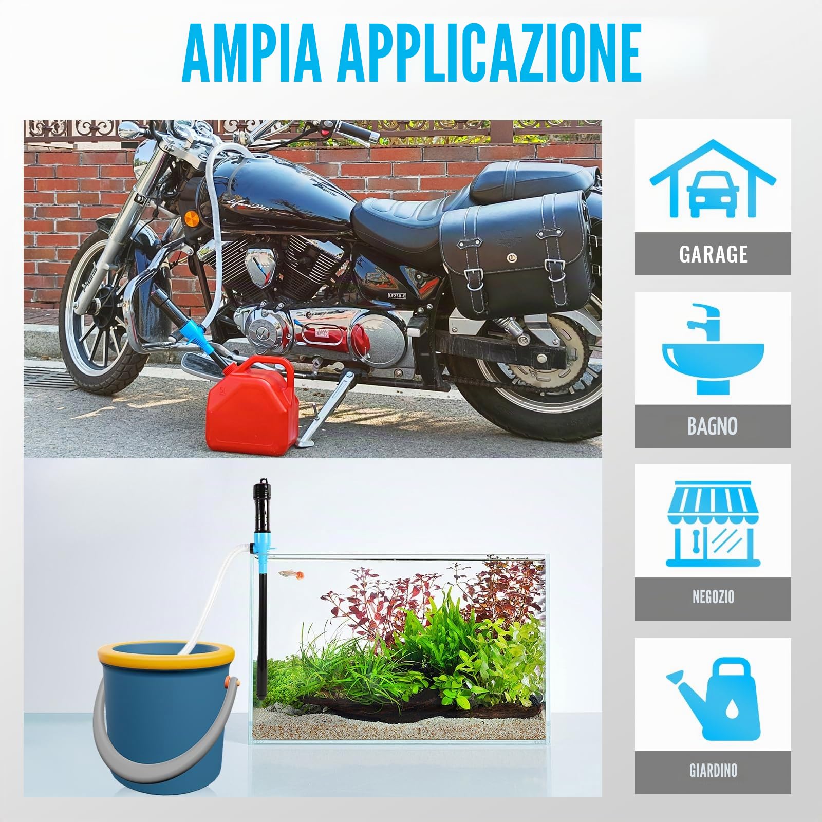 Pompa di trasferimento liquido a batteria, pompa fino a 9 litri al minuto, pompa elettrica a sifone liquido, pompa portatile multifunzione per carburante, olio, acqua, gas, acquario