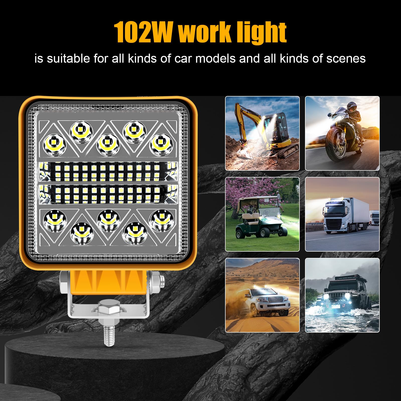 antom LED luci da lavoro 2Pcs -12/24/36V fari led 6000K 3500LM impermeabile IP68 per escavatori, trattori, trattori, carrelli elevatori, ATV, camion, offroad