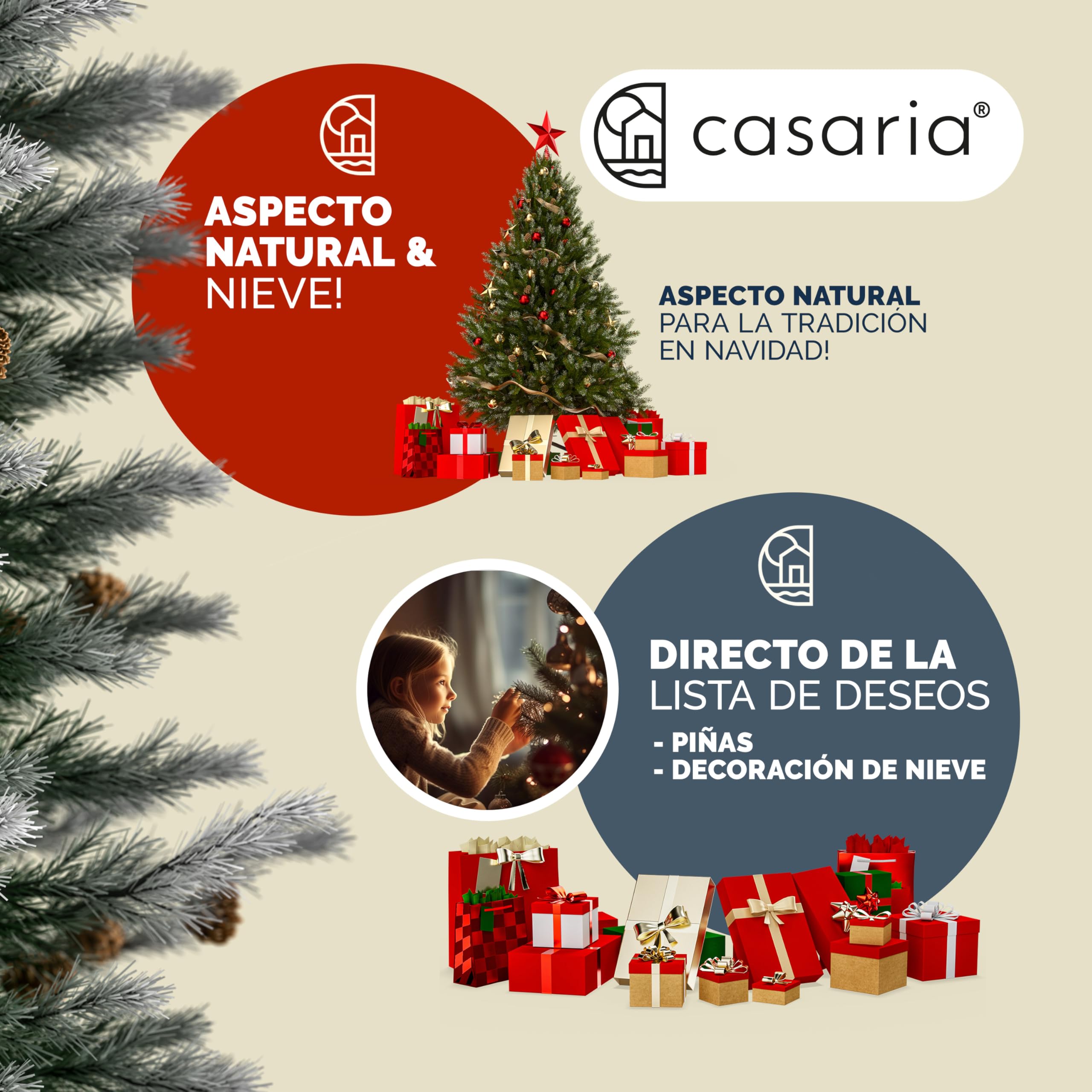 CASARIA® Árbol de Navidad Artificial Nevado Altura 180cm 810 Puntas con Soporte Agujas PVC Pino Arvore de Natal Decoración Navideña Exterior