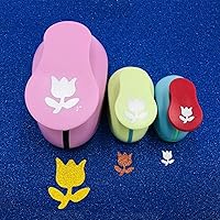 Vista 1 de Punchers de papel de 2 pulgadas, 1 pulgada y 5/8 pulgadas, 3 piezas, para álbumes de recortes, para manualidades (tulipán)