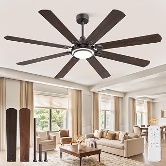 72 Inch Indoor Outdoor Large Ceiling Fans with Lights and Remote,Oil Bronze | 8 Dual-Color Blades, Indoor/Outdoor Large Ceiling Fans, Reversible DC Motor, 6-Speed, 3CCT for Living Room Kitchen Patio