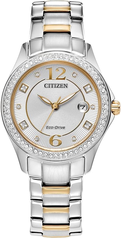Reloj clásico de cristal Eco-Drive para mujer