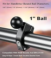Vista 6 de BRCOVAN Soporte de bola de 1 pulgada, base de abrazadera de manillar de aleación de aluminio, apto para rieles redondos de 0.875 pulgadas, 1