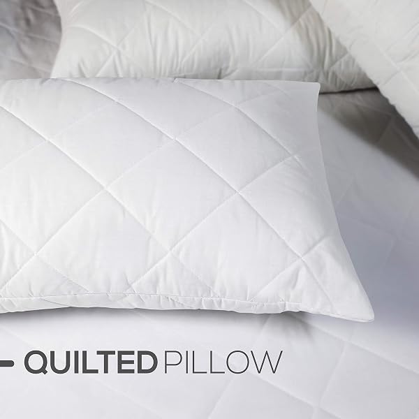 Adam Home Pillows 2 Pack Hotel Quality with Quilted Cover Hypoallergenic & Dust Mite Resistant Filling – Ideal for Stomach, Back and Side Sleepers Down Alternative Hotel Pillows - 2
