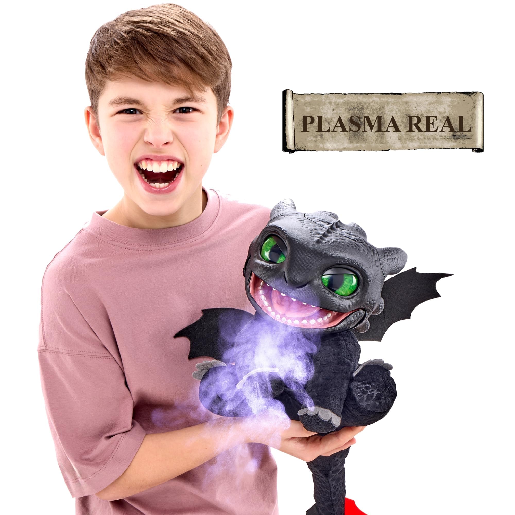 Puppetronic RE0000000 Real FX Toothless Plüschtier, elektronische Handpuppe, 30 cm, +50 Reaktionen und Geräusche, Rauch- und Feuereffekte, ab 6 Jahren, Famosa (RE000000)