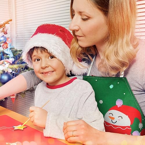 Miniatura 5 de SATINIOR Delantal de Navidad de 8 piezas, delantal a cuadros de búfalo rojo y negro personalizado para mujer