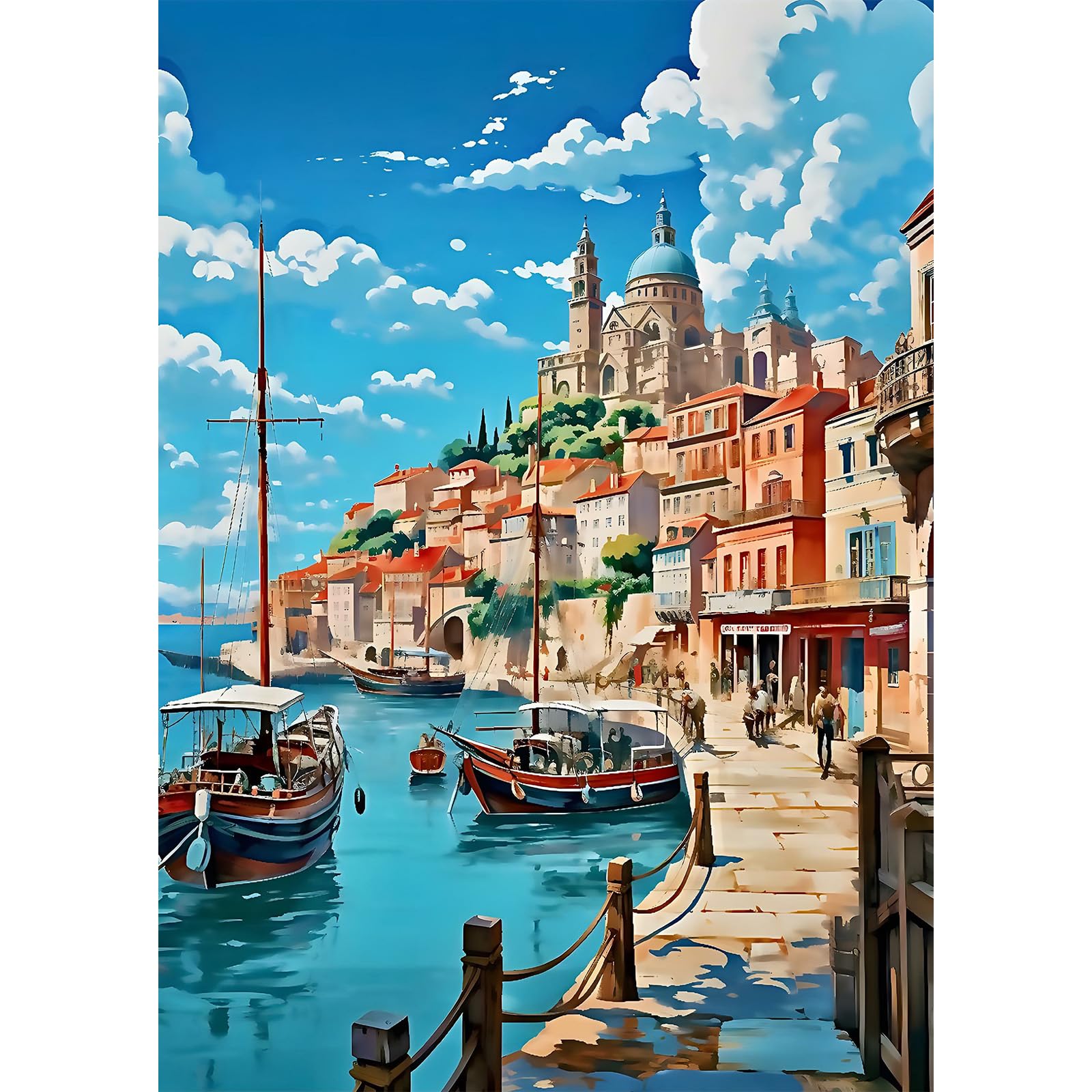MEIYUDA Diamond Art Port of Marseille Diamond Painting Kits Adults