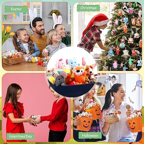 Miniatura 11 de Leyndo 200 piezas de mini animales de peluche a granel pequeños animales de peluche pequeños llaveros de juguetes de peluche para la operación