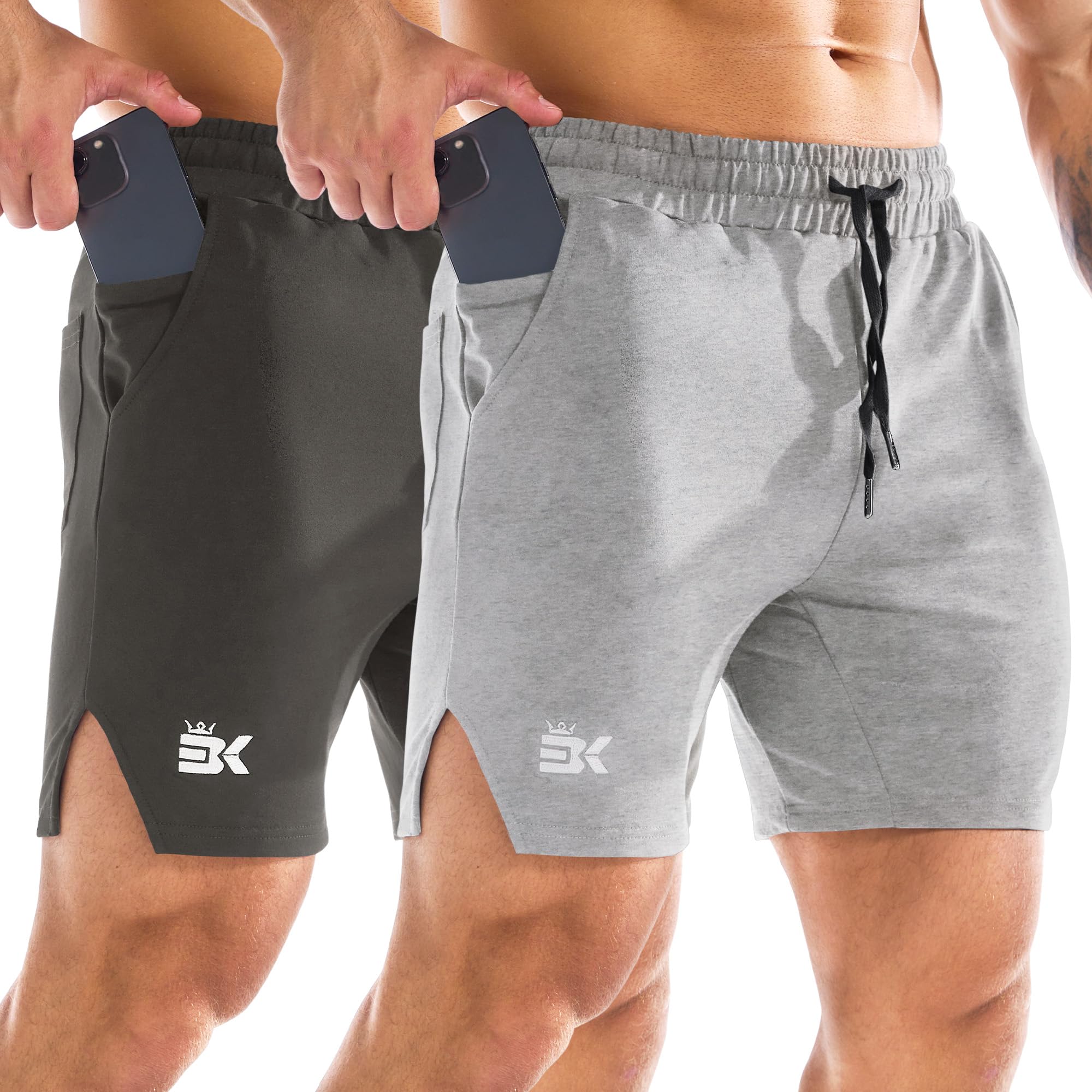 Amazon | メンズ V型解放 トレーニング ハーフパンツ 2枚組 隠