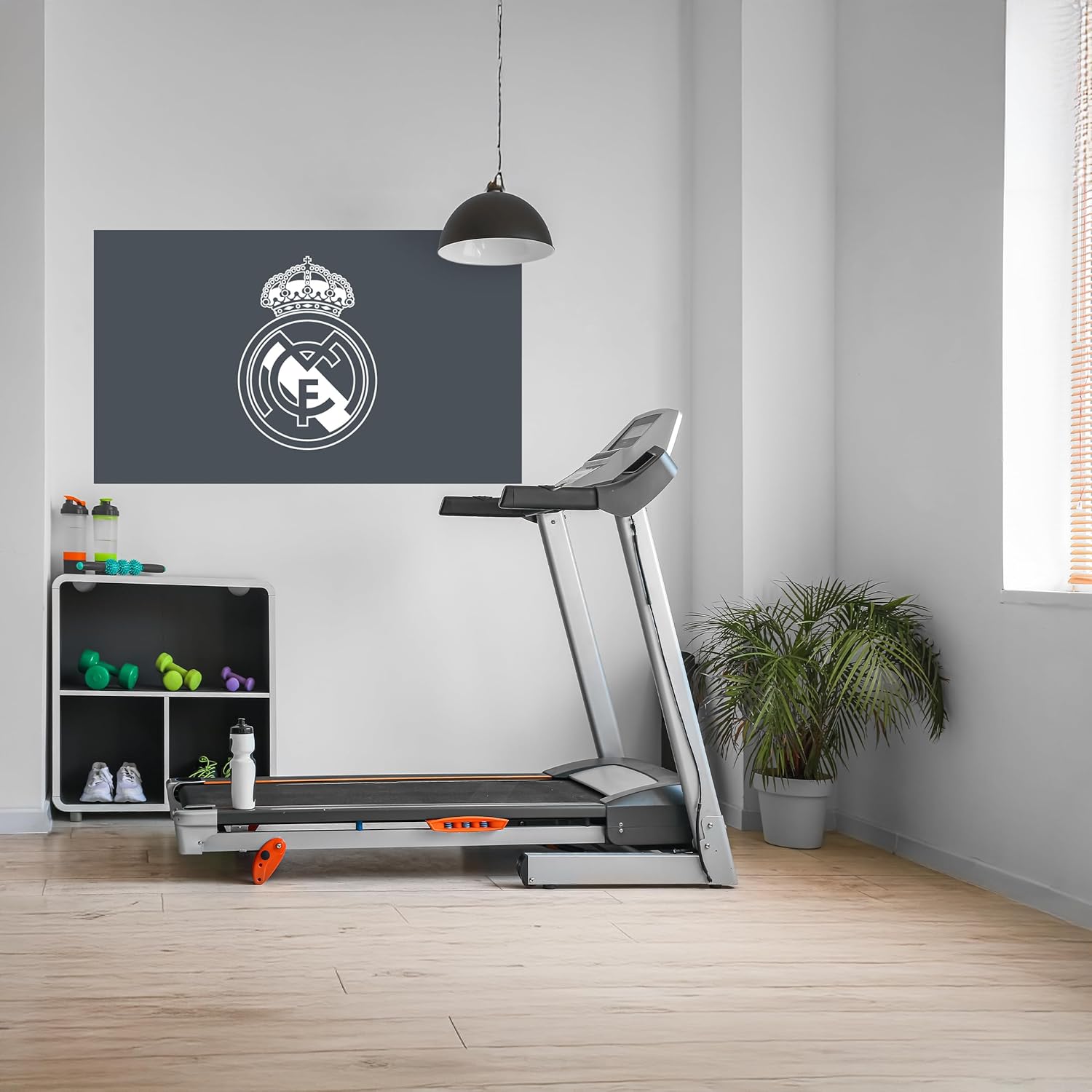 Licensed Decor Real Madrid Vinyl Wall Sticker - Small (65cm (w) x 40cm (h) - White Crest on Cool Grey