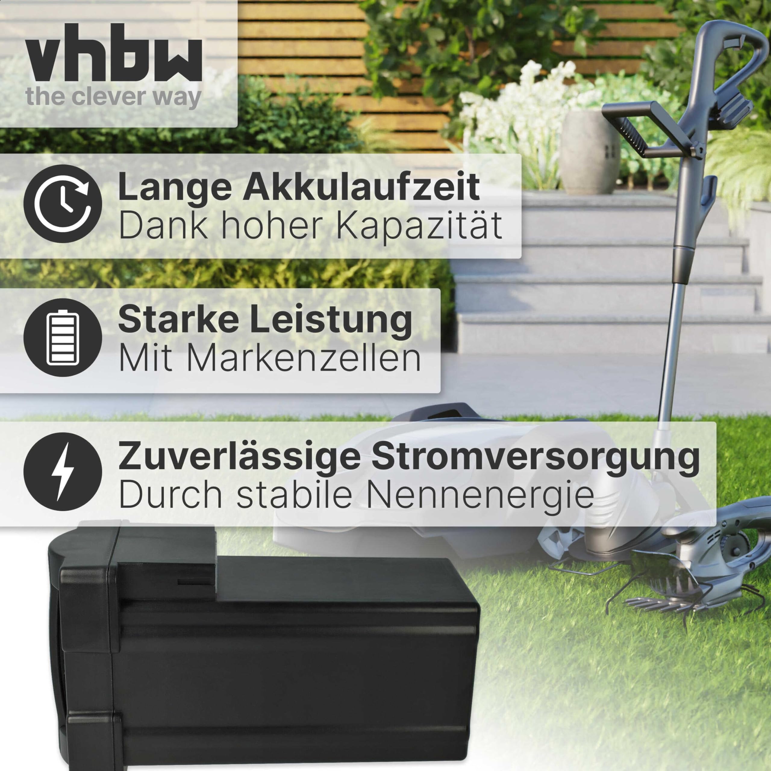 vhbw Batería Compatible con Wolf Garten Power 37, 40, 34 cortacésped 3000mAh 36,5V Li-Ion